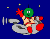 Dibuix Marcià amb moto espacial pintat per ETNA