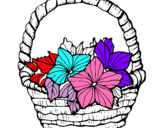 Dibuix Cistell amb flors 2 pintat per flor