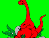 Dibuix Diplodocus assegut  pintat per guillem