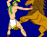 Dibuix Gladiador contra lleó pintat per Vicent J-M.-M.