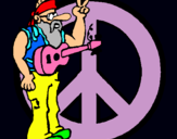 Dibuix Músic hippy  pintat per Tània