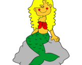 Dibuix Sirena asseguda en una roca  pintat per Júlia