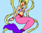 Dibuix Sirena amb perles pintat per mar