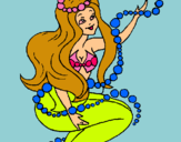 Dibuix Sirena entre bombolles pintat per sirena