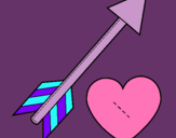 Dibuix Fletxa i cor  pintat per julia felius