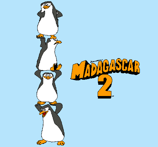 Dibuix Madagascar 2 Pingüins pintat per david martinez murilo
