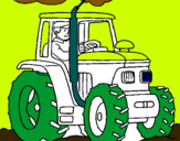 Dibuix Tractor en funcionament  pintat per jose 
