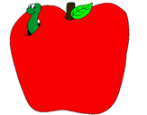Dibuix Cuc dins la fruita pintat per poma