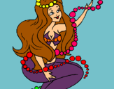 Dibuix Sirena entre bombolles pintat per BERTA