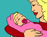 Dibuix Mare amb la seva nadó II pintat per ETNA