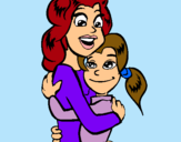 Dibuix Mare i filla abraçades pintat per lapalove
