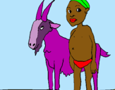 Dibuix Cabra i nen africà pintat per ariadnanavarro