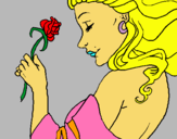 Dibuix Princesa amb una rosa pintat per EMMA