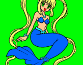 Dibuix Sirena amb perles pintat per elisangela