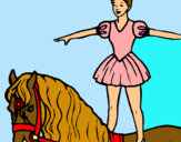 Dibuix Trapezista a sobre de cavall pintat per Maria  i  Berta  mato