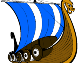 Dibuix Vaixell viking pintat per marc