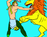 Dibuix Gladiador contra lleó pintat per oriol