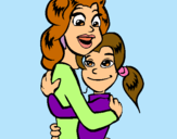 Dibuix Mare i filla abraçades pintat per julia artigau