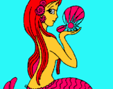 Dibuix Sirena i perla pintat per joana