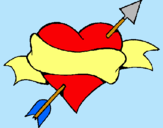 Dibuix Cor, fletxa i llaç pintat per lapalove
