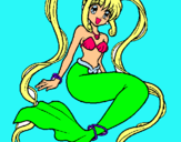 Dibuix Sirena amb perles pintat per marina