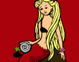 Dibuix Sirena amb cargol pintat per nuria