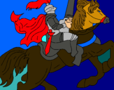 Dibuix Cavaller a cavall pintat per aran