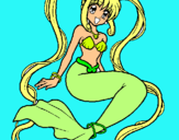 Dibuix Sirena amb perles pintat per laia
