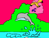 Dibuix Dofí i gavina pintat per GLORIA