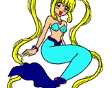 Dibuix Sirena amb perles pintat per abril