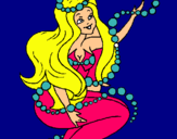 Dibuix Sirena entre bombolles pintat per kevin