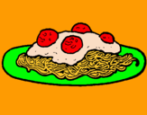 Dibuix Espaguetis amb carn pintat per aina