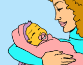 Dibuix Mare amb la seva nadó II pintat per JULIA ORTIZ ICHART