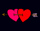 Dibuix Dos cors amb una fletxa pintat per Salma