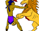 Dibuix Gladiador contra lleó pintat per queralt figueras