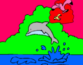 Dibuix Dofí i gavina pintat per GLORIA
