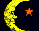 Dibuix Lluna i estrella pintat per carlescanal