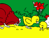 Dibuix Gallina i pollets pintat per Annette,Maria,Vanessa