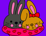 Dibuix Conills enamorats pintat per Salma