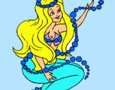Dibuix Sirena entre bombolles pintat per laia