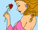 Dibuix Princesa amb una rosa pintat per maria