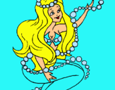Dibuix Sirena entre bombolles pintat per laia pons mundo