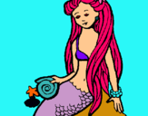 Dibuix Sirena amb cargol pintat per IDOIA