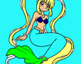 Dibuix Sirena amb perles pintat per carmen  marti