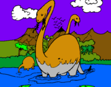 Dibuix Apatosauris en l'aigua  pintat per DINOCO 5
