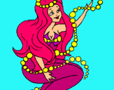 Dibuix Sirena entre bombolles pintat per vivo
