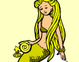 Dibuix Sirena amb cargol pintat per Wicháhpi