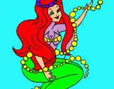 Dibuix Sirena entre bombolles pintat per JÚLÌA