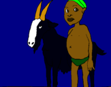 Dibuix Cabra i nen africà pintat per Nuria