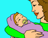 Dibuix Mare amb la seva nadó II pintat per mariona moya